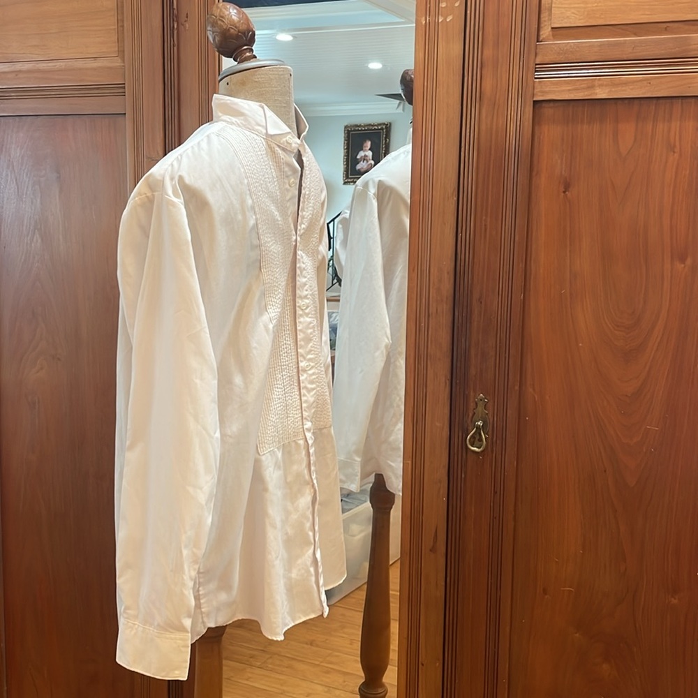 Crafters Collection White Tuxedo Button-Down Plea… - image 4